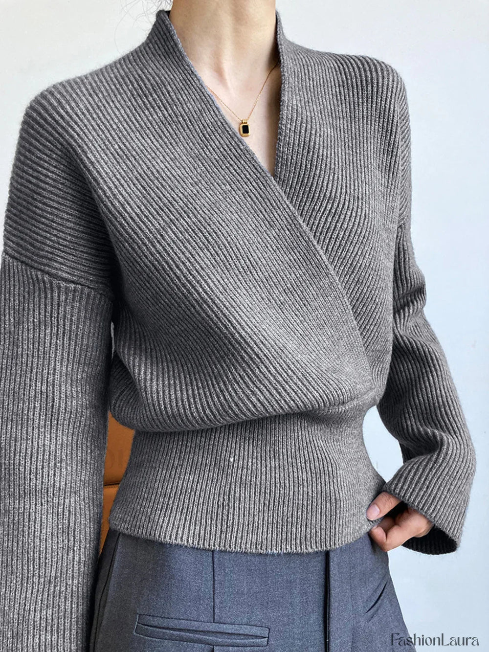 She’s Effortless Graceful Wrap Sweater Sweaters L