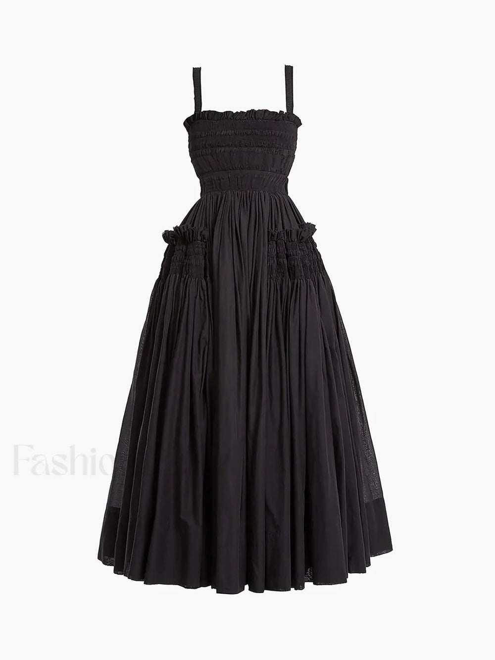 Shirred Pleated Graceful Cami Long Dress Dresses