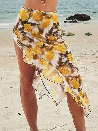 Shirring Print Three Piece Set