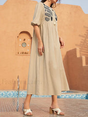 Short Sleeve Printed Boho Dress