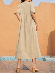 Short Sleeve Printed Boho Dress