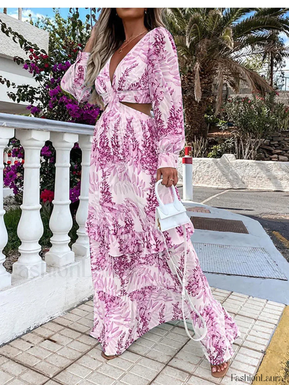 Short Sleeve Printed Boho Dress Light Purple / S