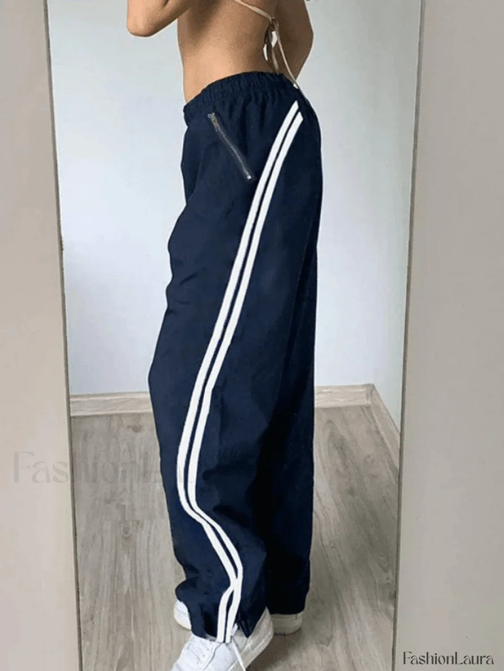 Side Stripe Baggy Jogger Pants Blue / S Pants