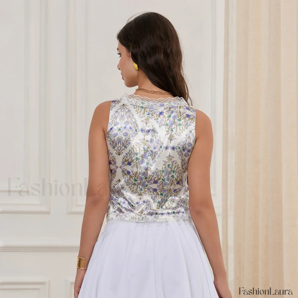 Silky Double Bow Lace Crop Top