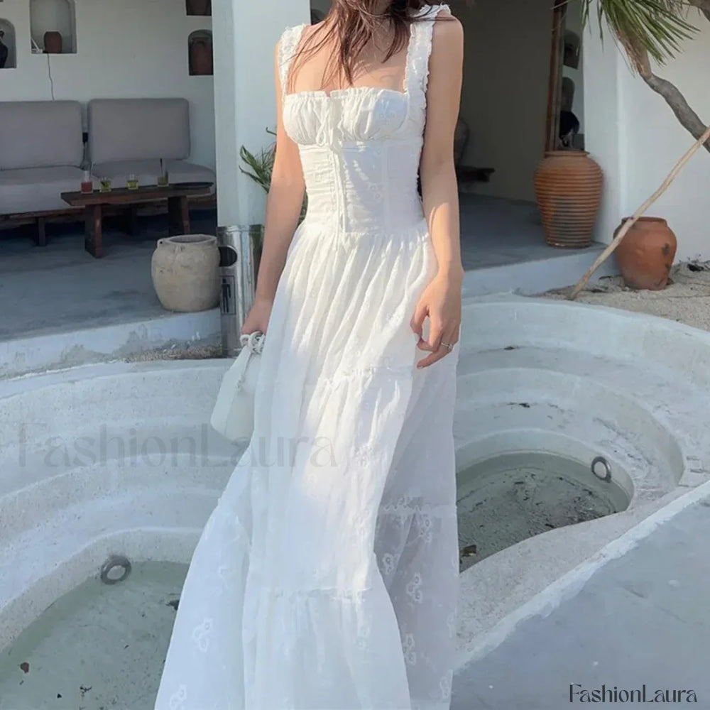 Simple Elegant Square Neck Floral Dress