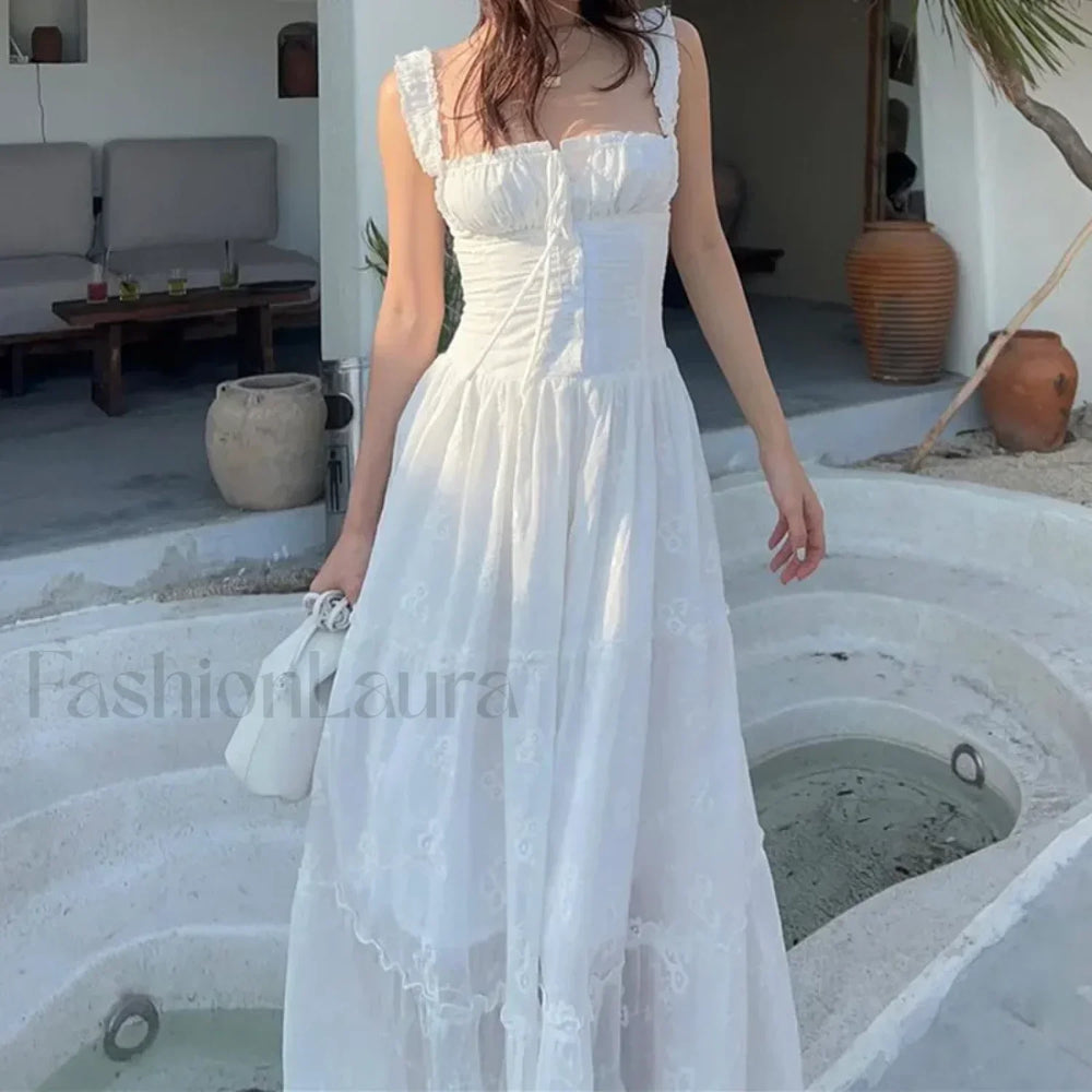 Simple Elegant Square Neck Floral Dress