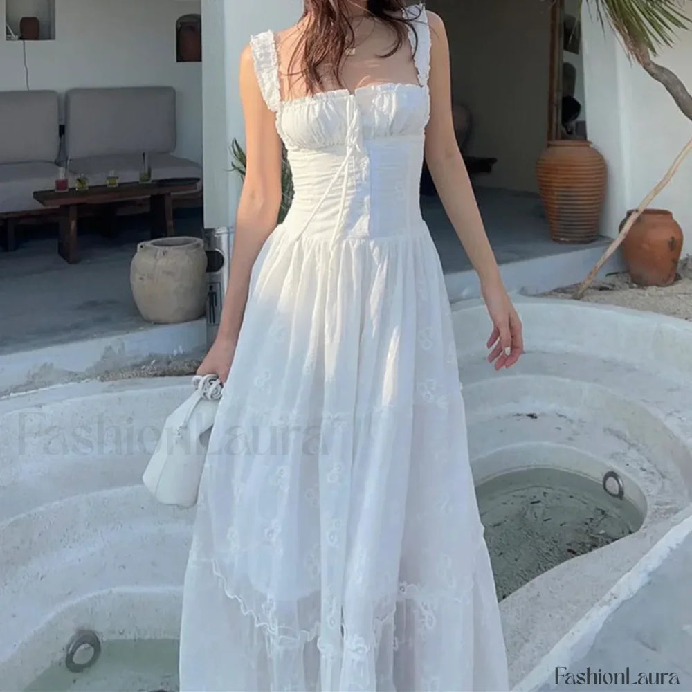 Simple Elegant Square Neck Floral Dress