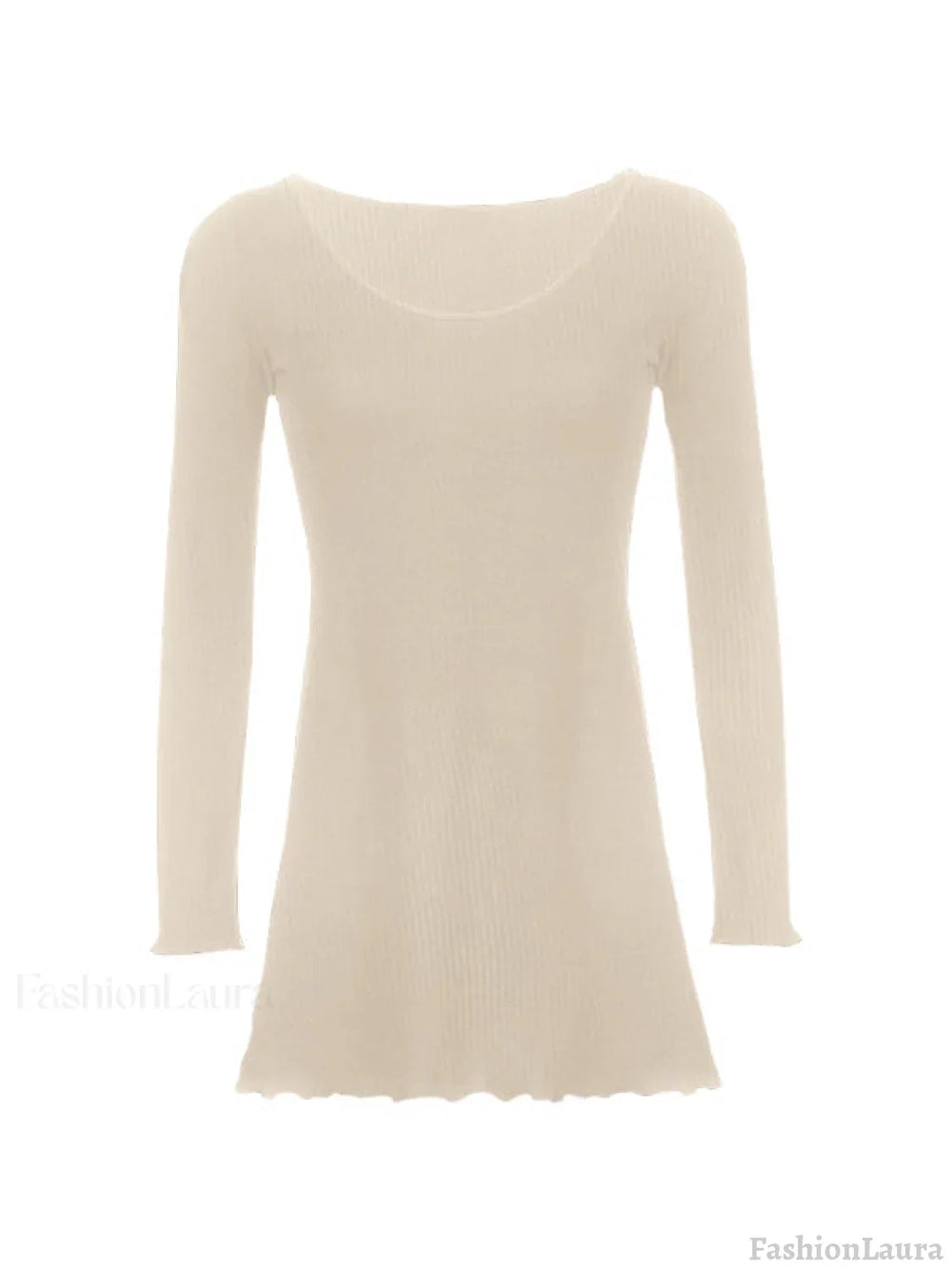 Simple Knitted Long Sleeve Mini Dress Mini Dresses