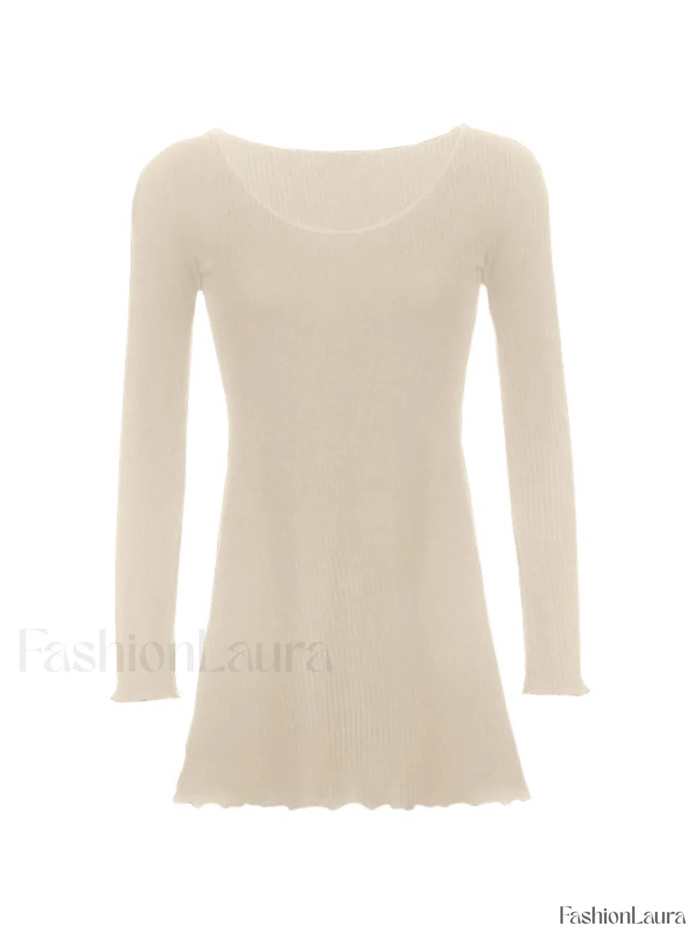 Simple Knitted Long Sleeve Mini Dress Mini Dresses