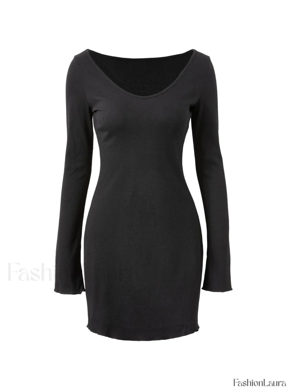 Simple Knitted Long Sleeve Mini Dress Mini Dresses