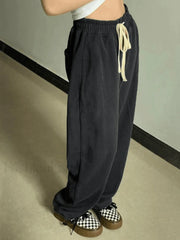 Simple Solid Color Baggy Sweatpants Gray / S Pants