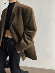Single Breasted Graceful Corduroy Blazer Blazers