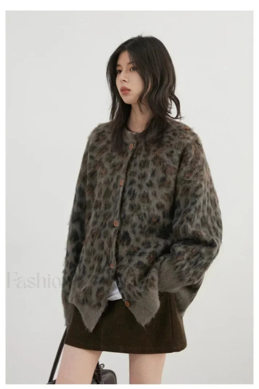 Single Breasted Leopard Print Cardigan
