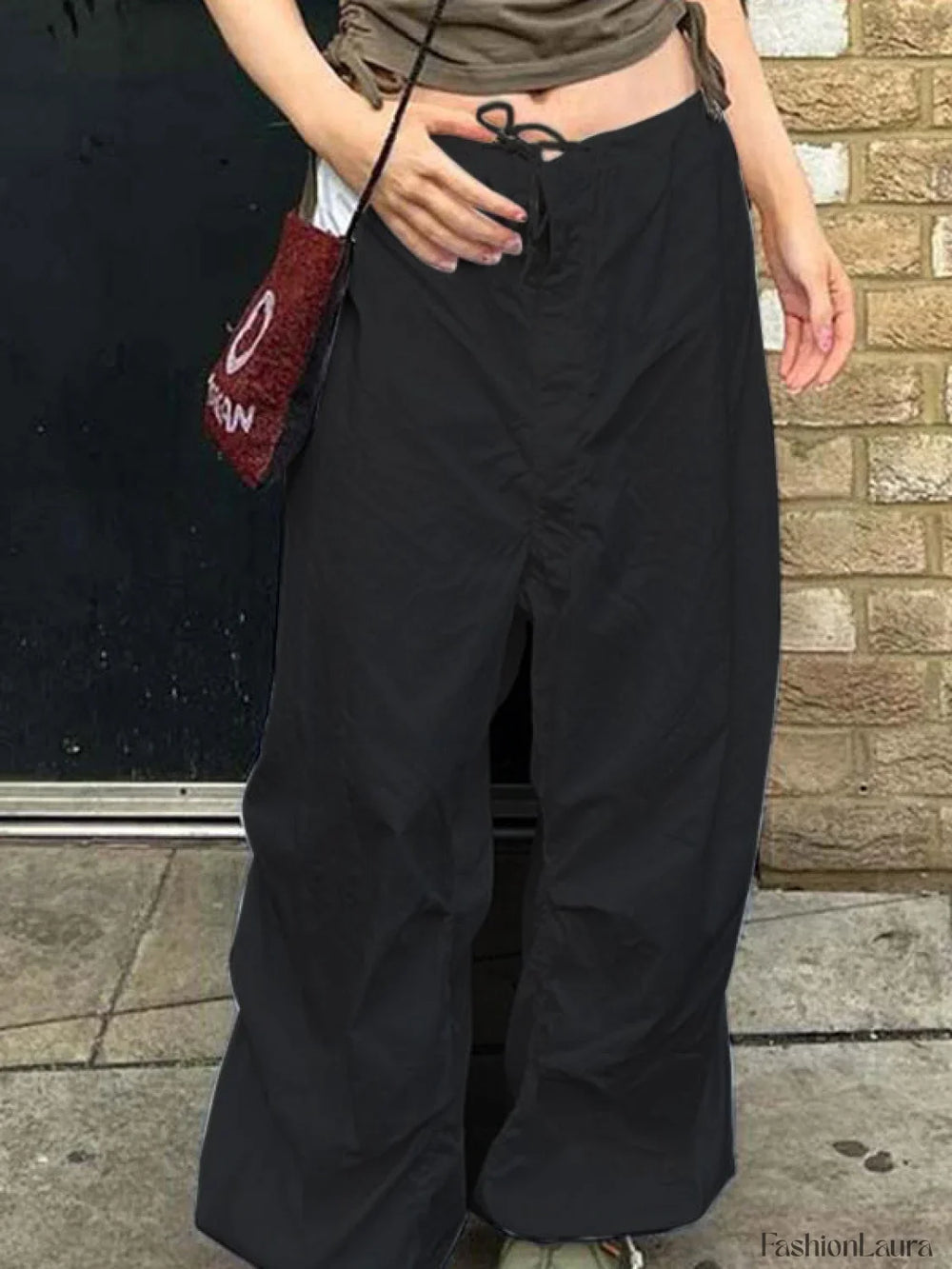 Size Friendly Low Waist Parachute Cargo Pants Cargo Pants