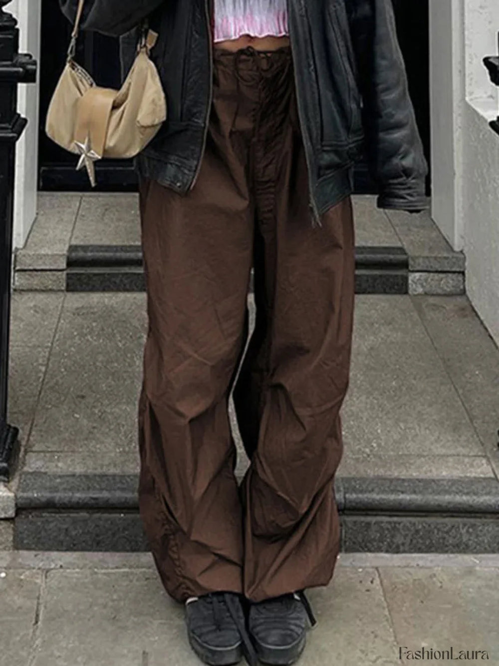 Size Friendly Low Waist Parachute Cargo Pants Cargo Pants