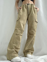 Size Friendly Low Waist Parachute Cargo Pants Cargo Pants