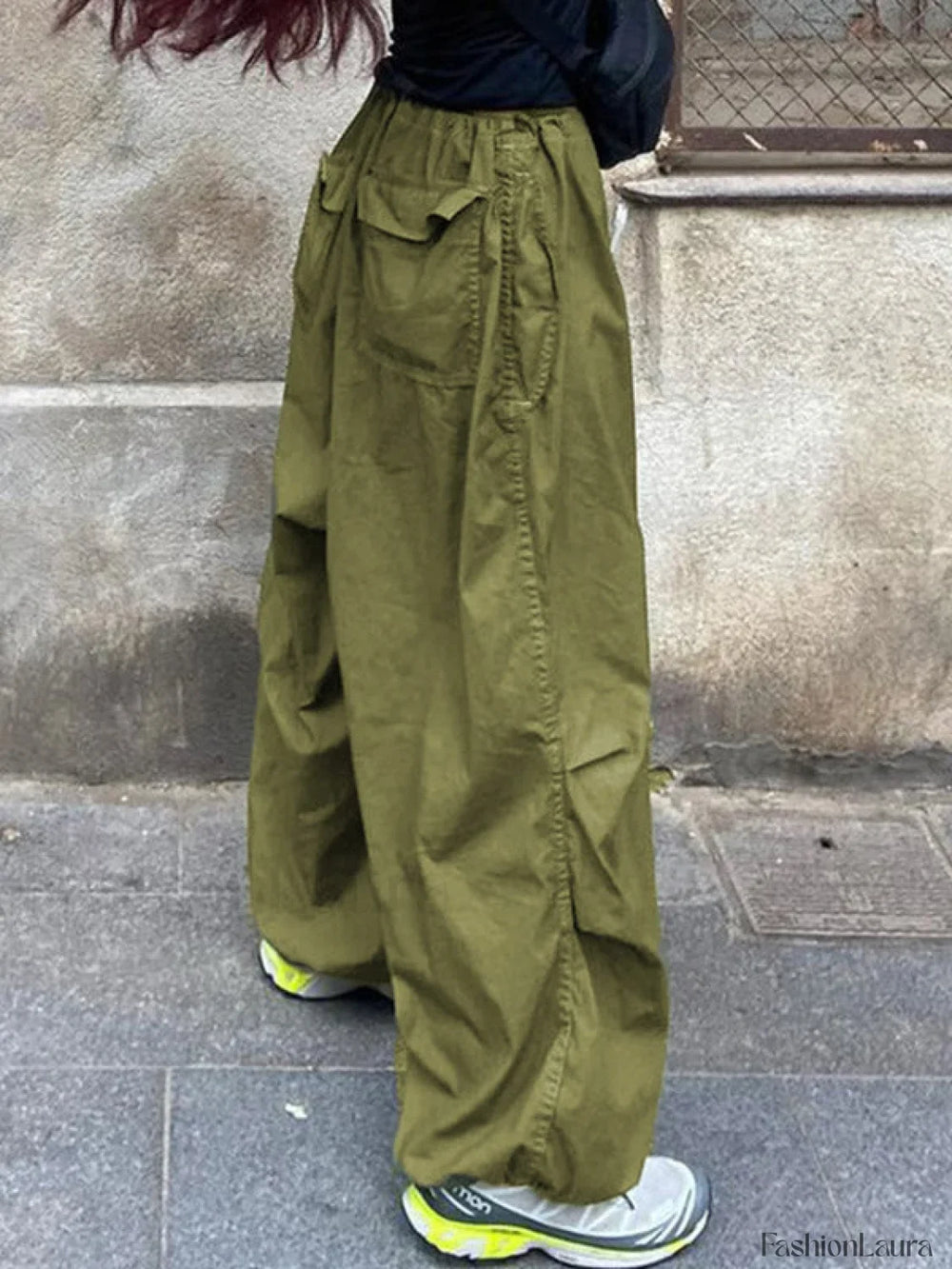 Size Friendly Low Waist Parachute Cargo Pants Cargo Pants