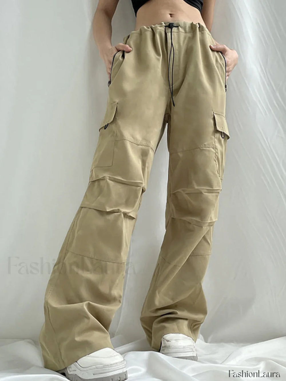 Size Friendly Low Waist Parachute Cargo Pants Cargo Pants