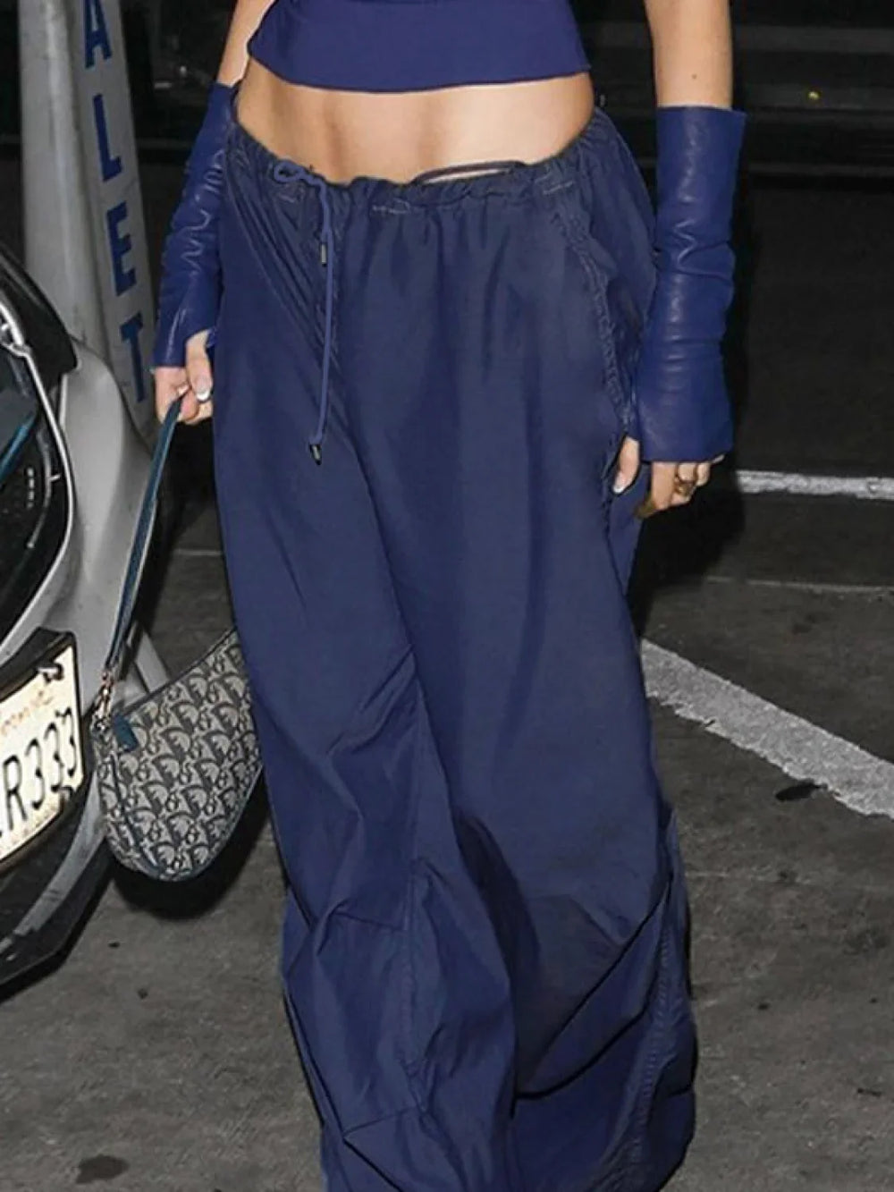 Size Friendly Low Waist Parachute Cargo Pants Cargo Pants