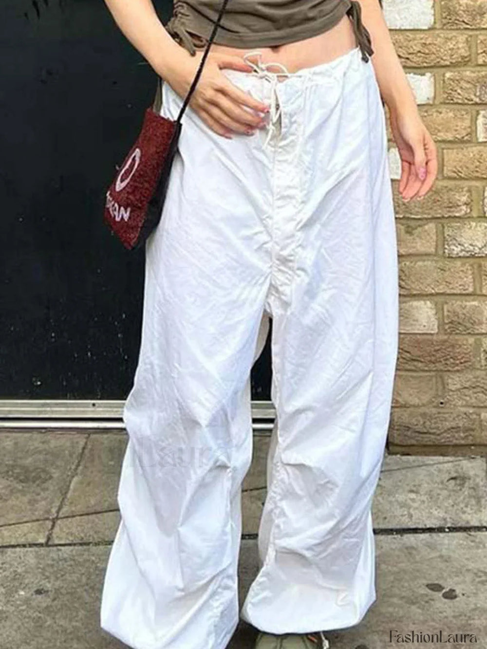 Size Friendly Low Waist Parachute Cargo Pants Cargo Pants