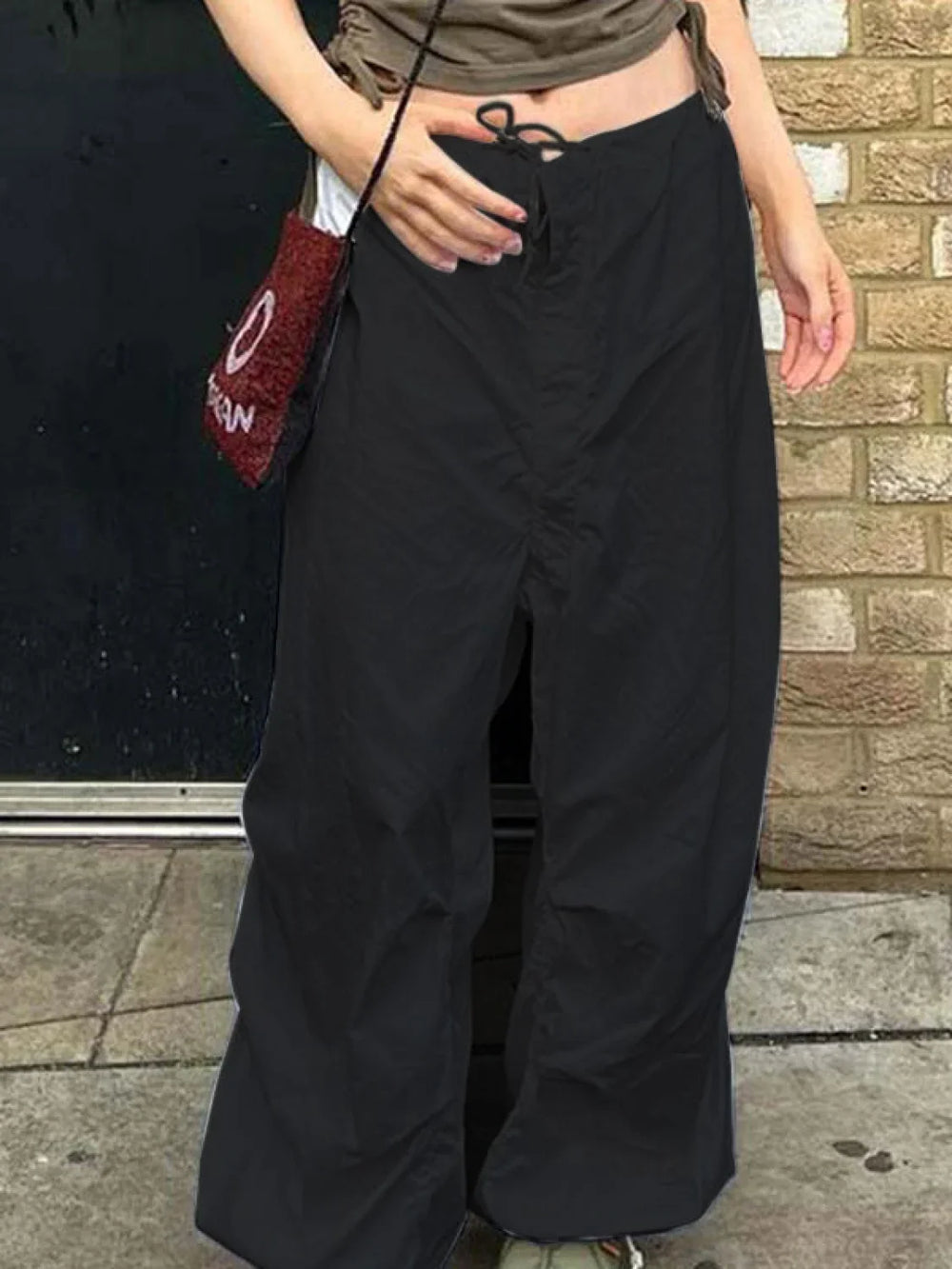 Size Friendly Low Waist Parachute Cargo Pants Cargo Pants