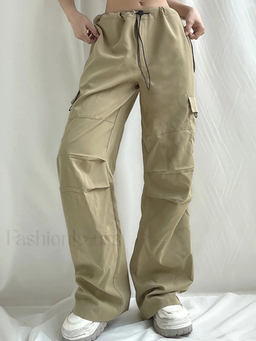 Size Friendly Low Waist Parachute Cargo Pants Cargo Pants