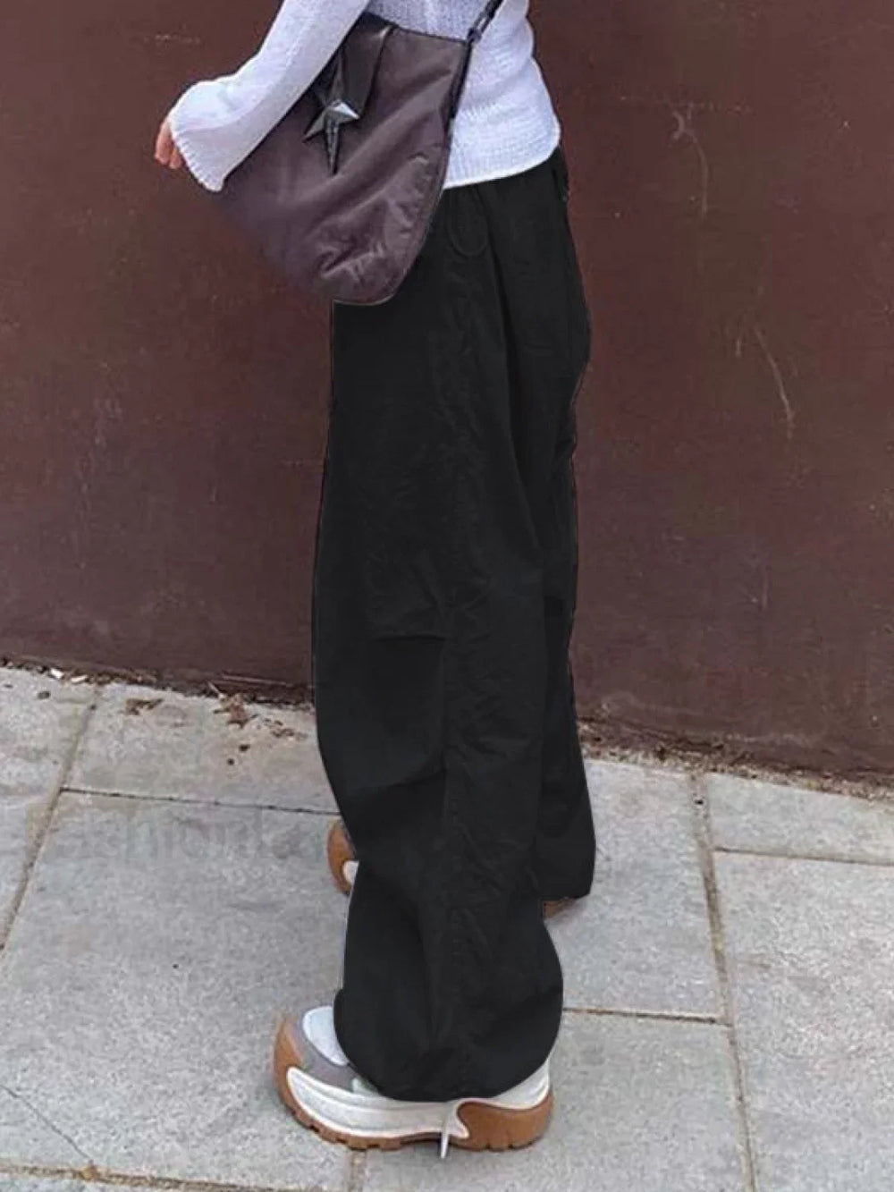 Size Friendly Low Waist Parachute Cargo Pants Cargo Pants