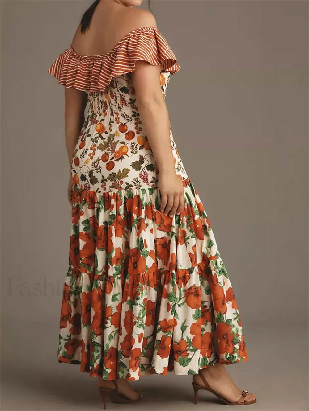 Slash Neck Off Shoulder Floral Dress