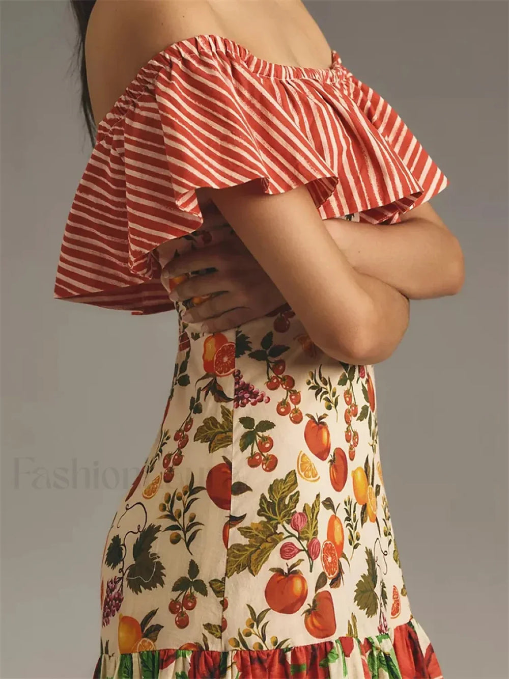 Slash Neck Off Shoulder Floral Dress