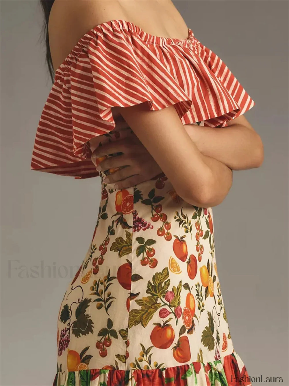 Slash Neck Off Shoulder Floral Dress