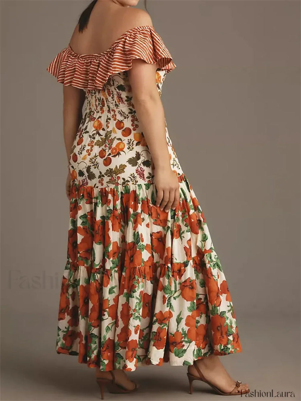 Slash Neck Off Shoulder Floral Dress