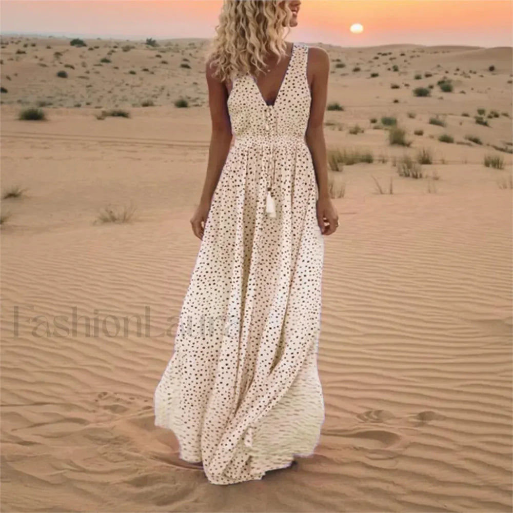 Sleeveless A Line Patchwork Boho Dress