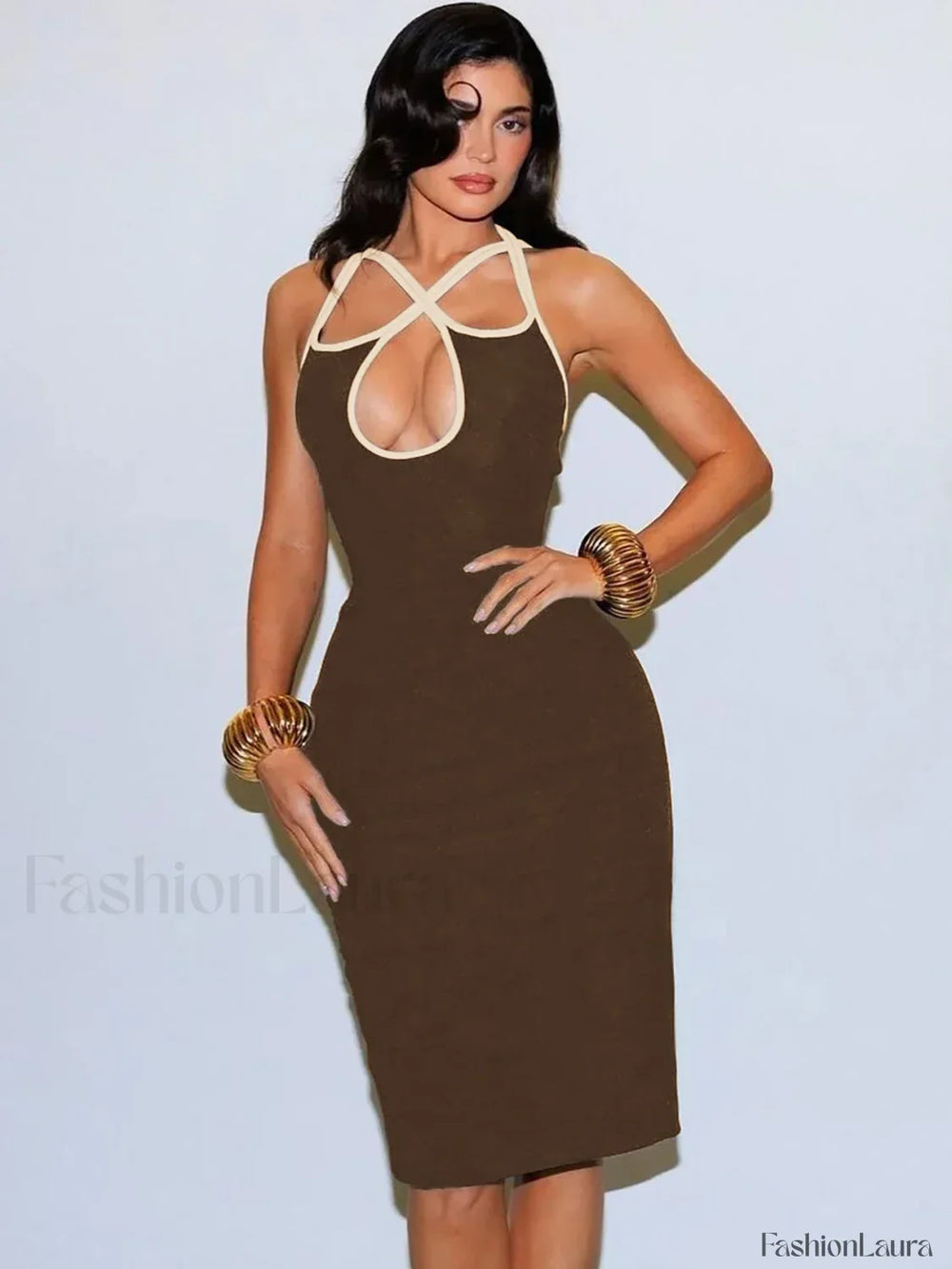 Sleeveless Cami Midi Dress Coffee / S