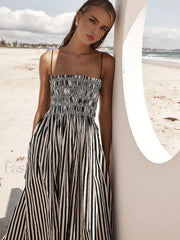 Sleeveless Pinstripe Long Dress Dresses