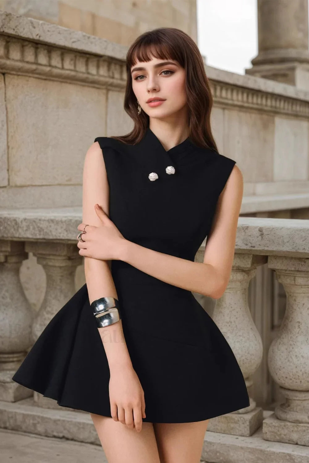 Sleeveless Slim Mini Work Dress Black / S