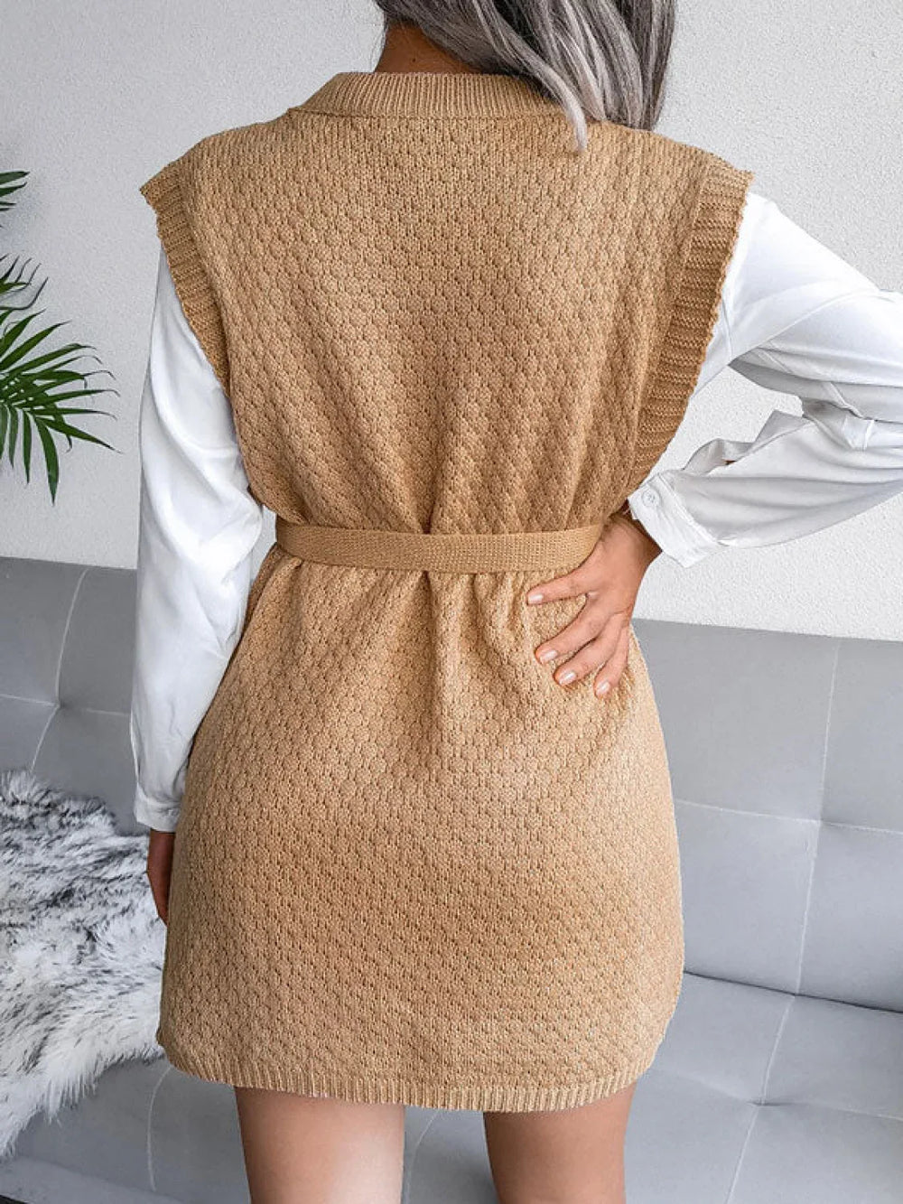 Sleeveless Split Knit Midi Dress Midi Dresses