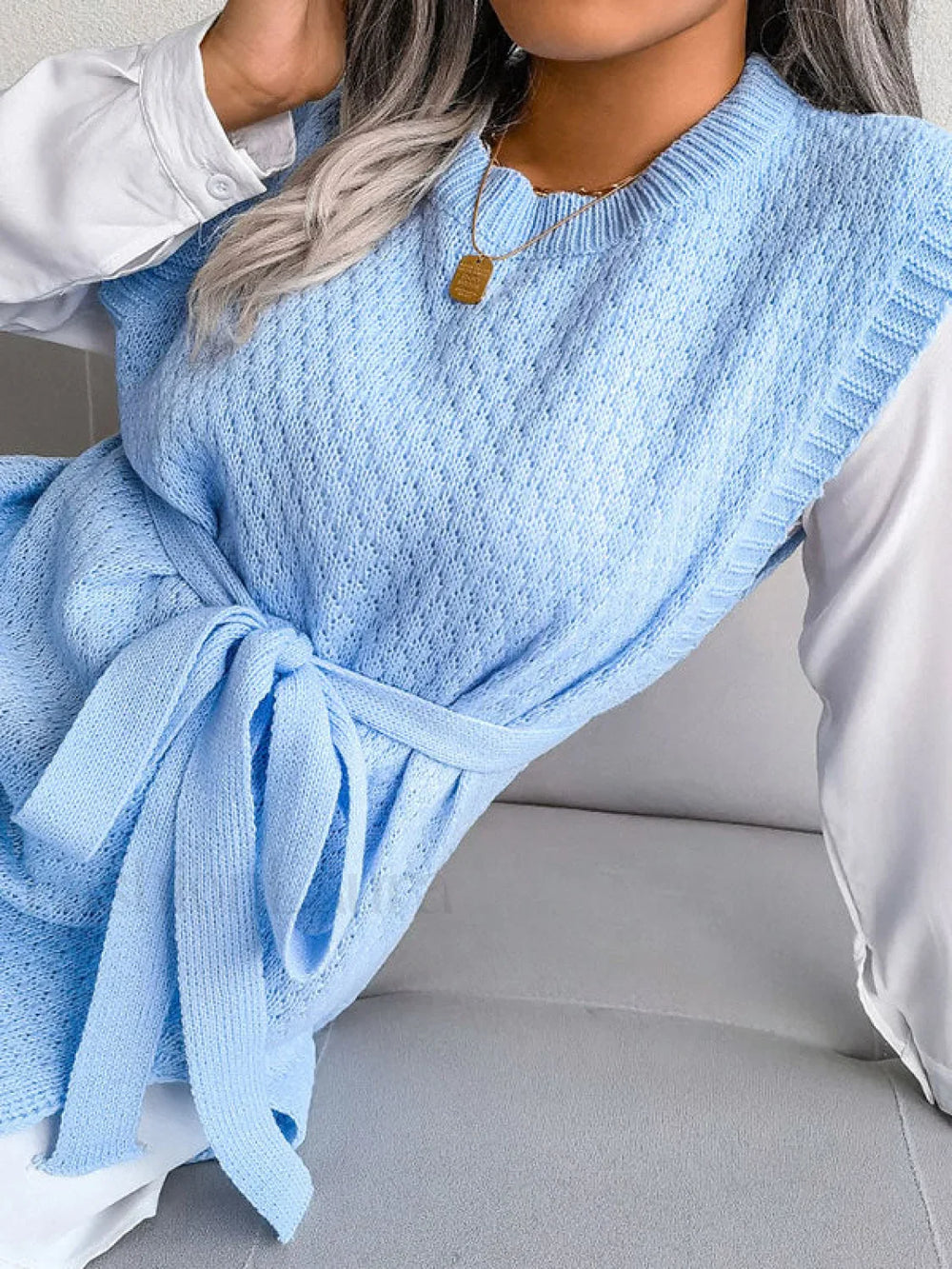 Sleeveless Split Knit Midi Dress Midi Dresses