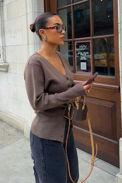 Slim Fit Ribbed Knit Sweater