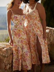 Slim Spaghetti Strap Floral Dress