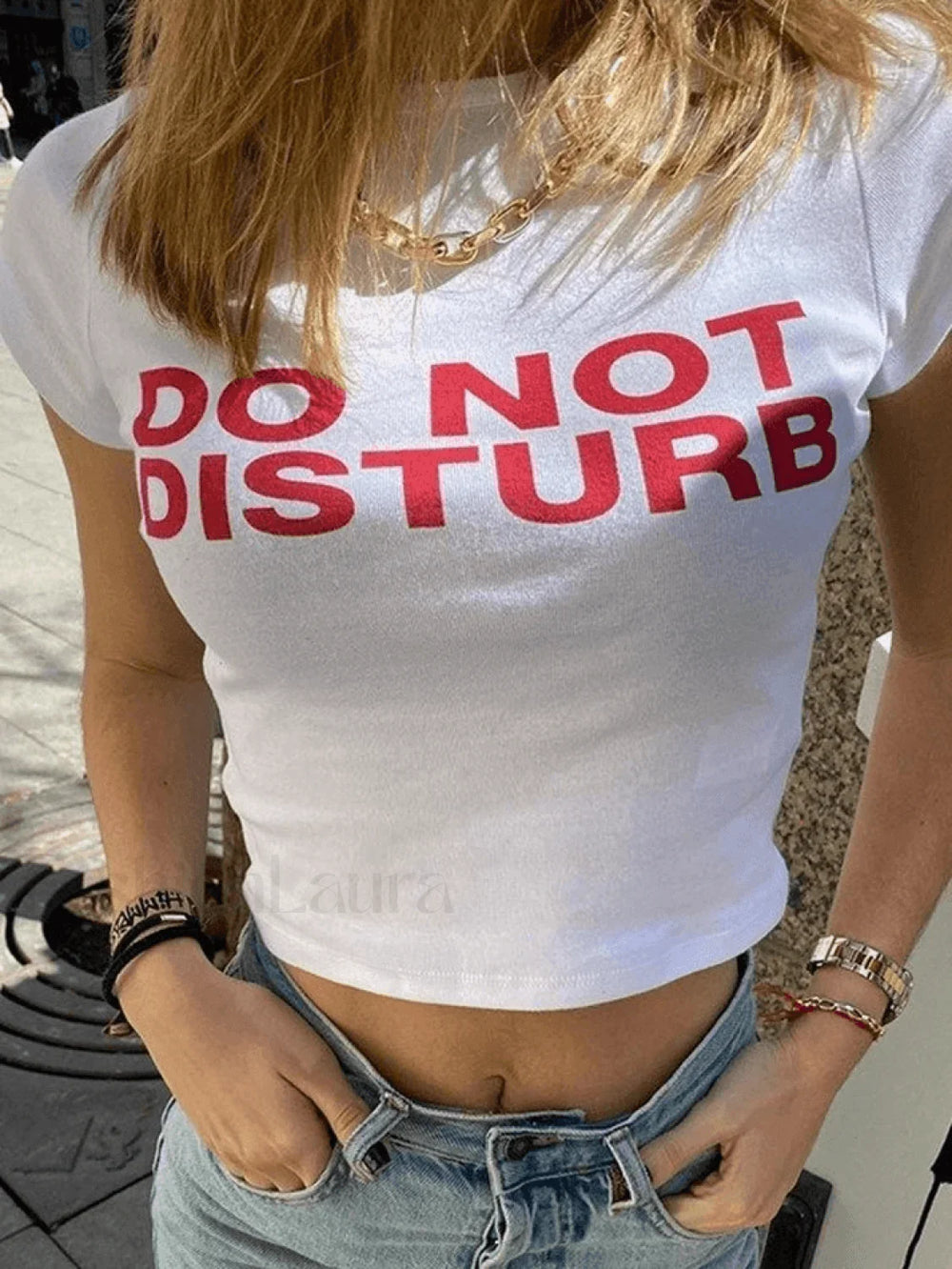 Slogan Print White Crop Top White / S Tops&Tees