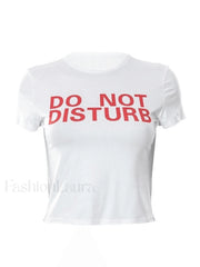 Slogan Print White Crop Top Tops&Tees