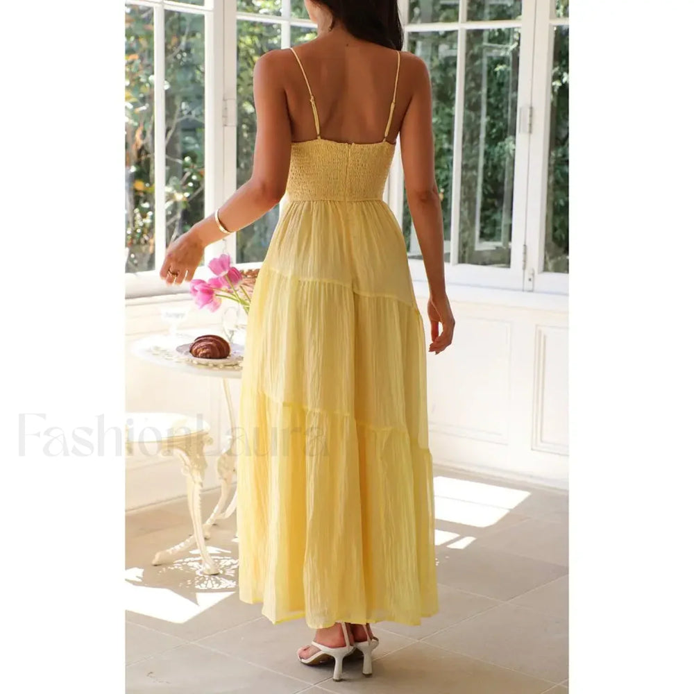 Smocked Bow Front Midi Dress