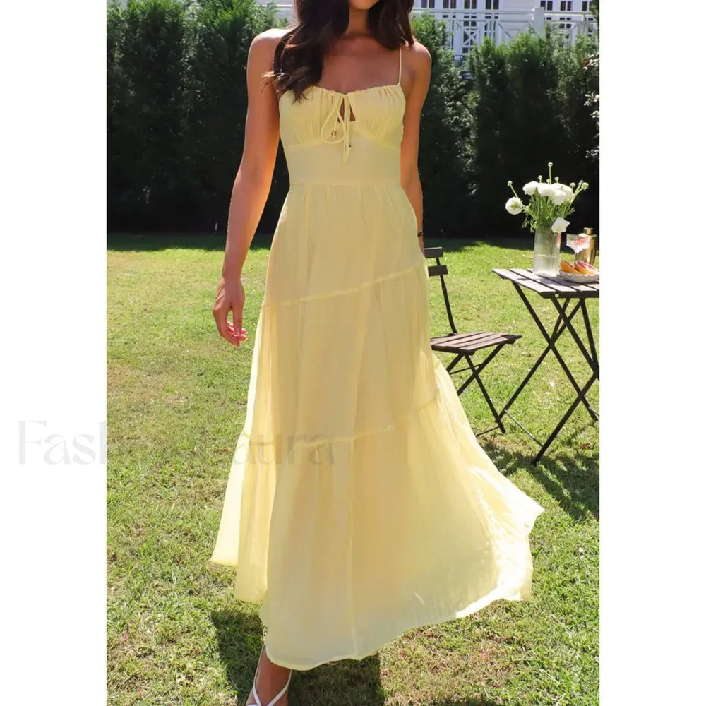 Smocked Bow Front Midi Dress