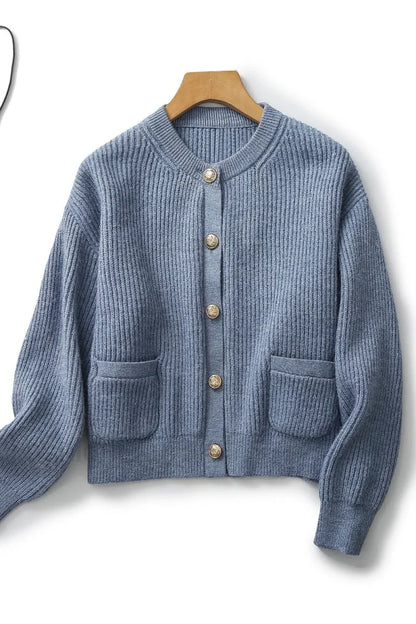 Soft Knit Tweed Style Cardigan Blue / S