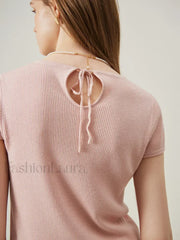 Soft Wool Lace Up Summer Grey T Shirt