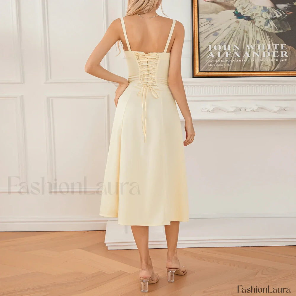 Solid Bandage A Line Midi Dress