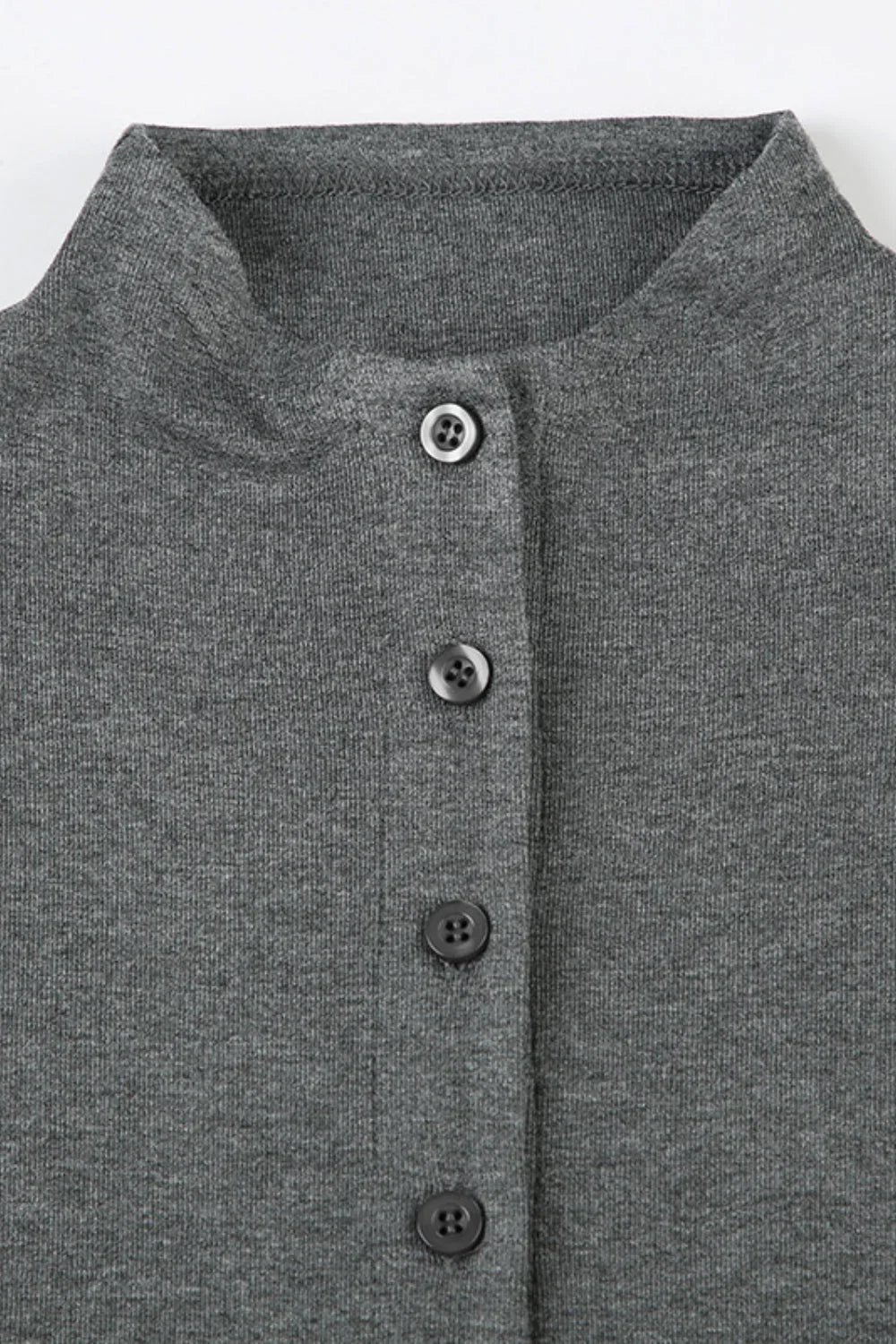 Solid Buttoned High Collar Bodycon A Line Work Dress