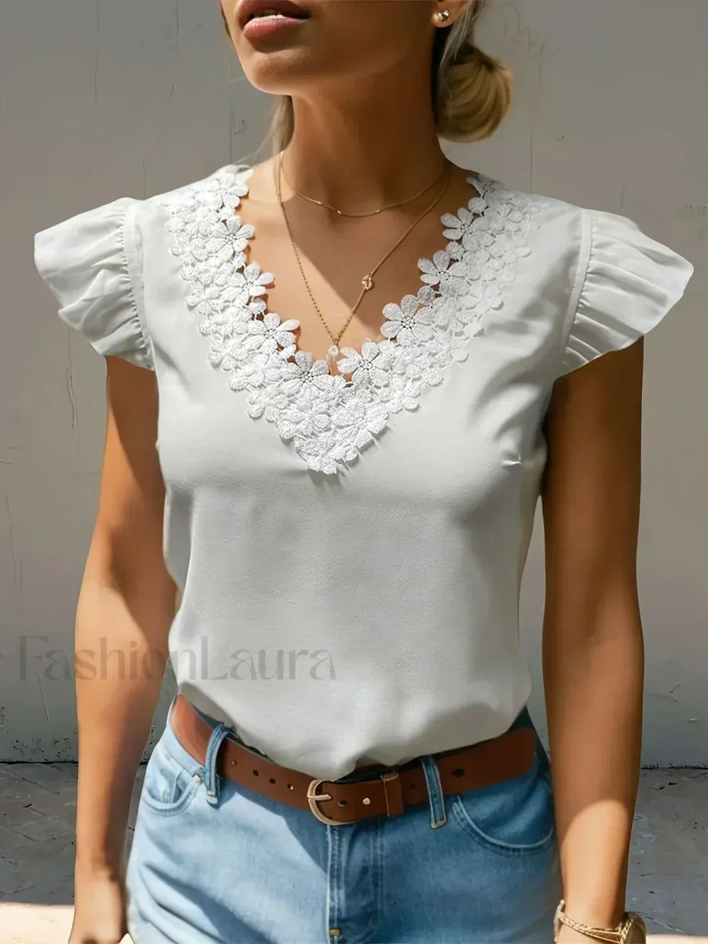 Solid Color Basic Elegant European Clothes Blouse White / S