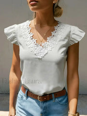 Solid Color Basic Elegant European Clothes Blouse White / S