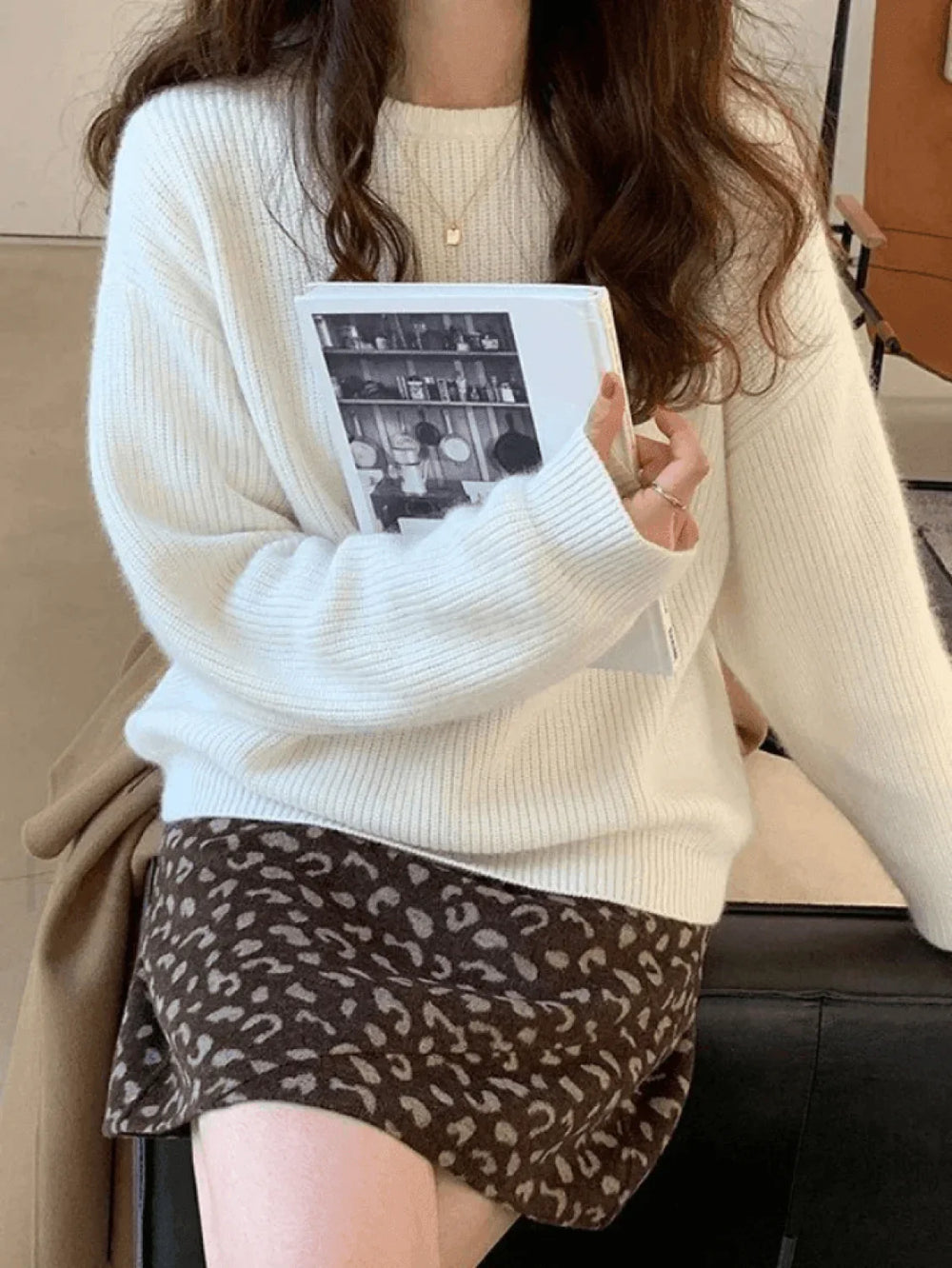 Solid Color Crew Neck Pullover Sweater Sweaters